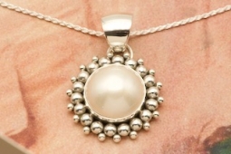 Artie Yellowhorse Genuine Mabe Pearl Sterling Silver Pendant